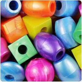 BRIGHT MIX PEARK 25mm JUMBO SHAPE PONY BEADS