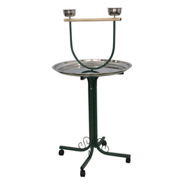 T-STAND WITH CASTERS AND STAINLESS STEEL DISHES